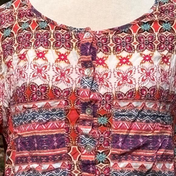 Anthropologie Fig and Flower Women's Tunic Blouse Dress Size 1X Geometric Hi Low - Picture 4 of 11